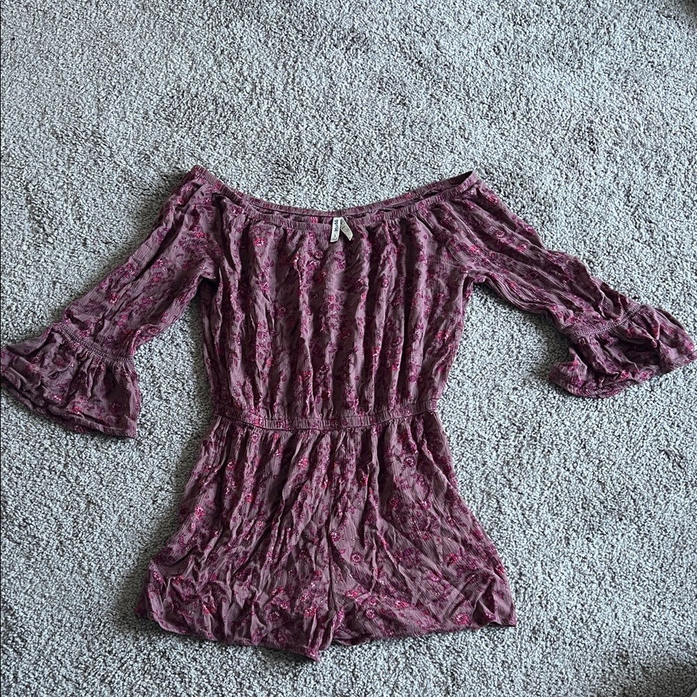 Mudd Off-Shoulder Mauve Floral Women's Romper